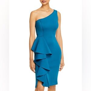 ELIZA J One Shoulder Ruffle Dress In Teal